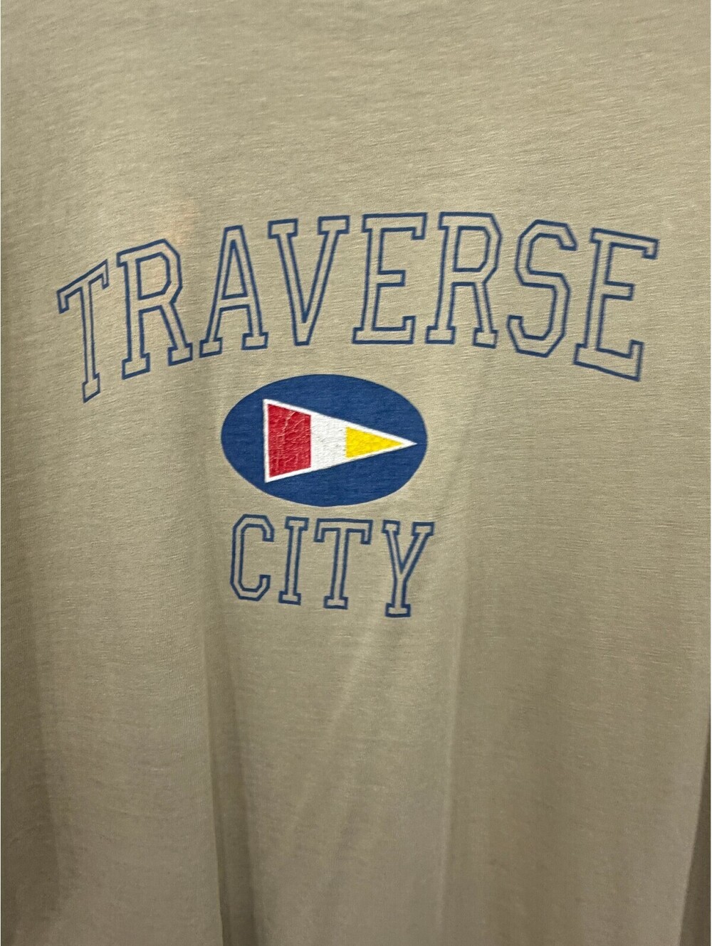 River Blue Traverse City Graphic T-Shirt Large Khaki 100% Cotton